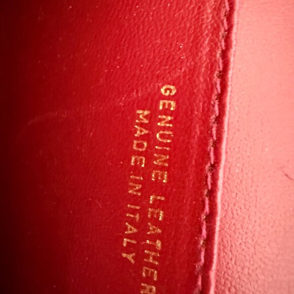 GORGEOUS RICH RED 11-1/2" ROUND LEATHER BAG (MADE TO MEASURE IN ITALY) - Picture 5 of 7